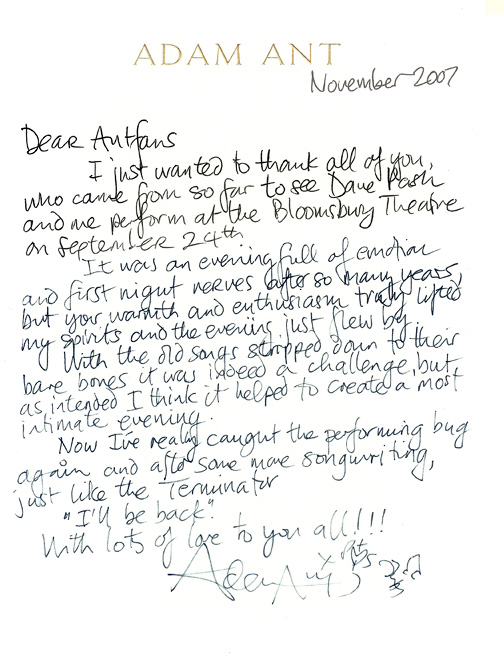 Letter to antfans, November 2007